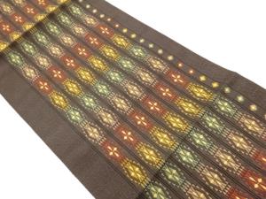 本場筑前博多縞に幾何学模様織出し名古屋帯